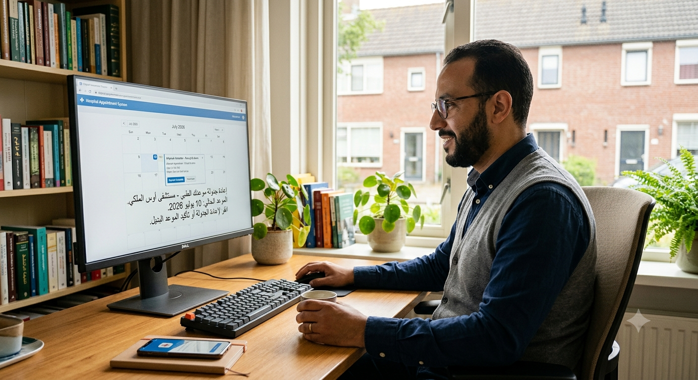 Farouk ziet in zijn eigen taal hoe hij een afspraak moet verzetten